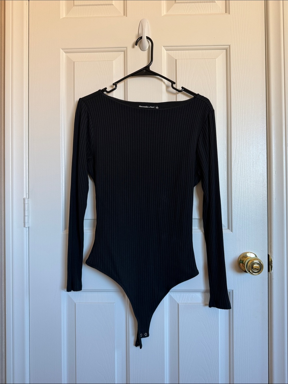 Abercrombie & Fitch Black Ribbed Long-Sleeve Kids One-Piece Bodysuit